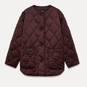 Zara maroon/burgundy Quilted Puffer Jacket